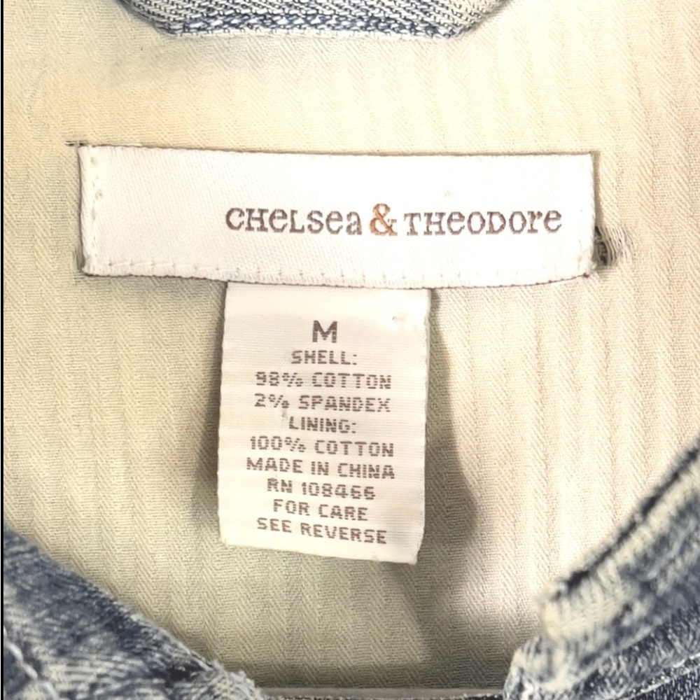 Chelsea & Theodore Cropped Military Style Denim Jacket Size M - Picture 12 of 12